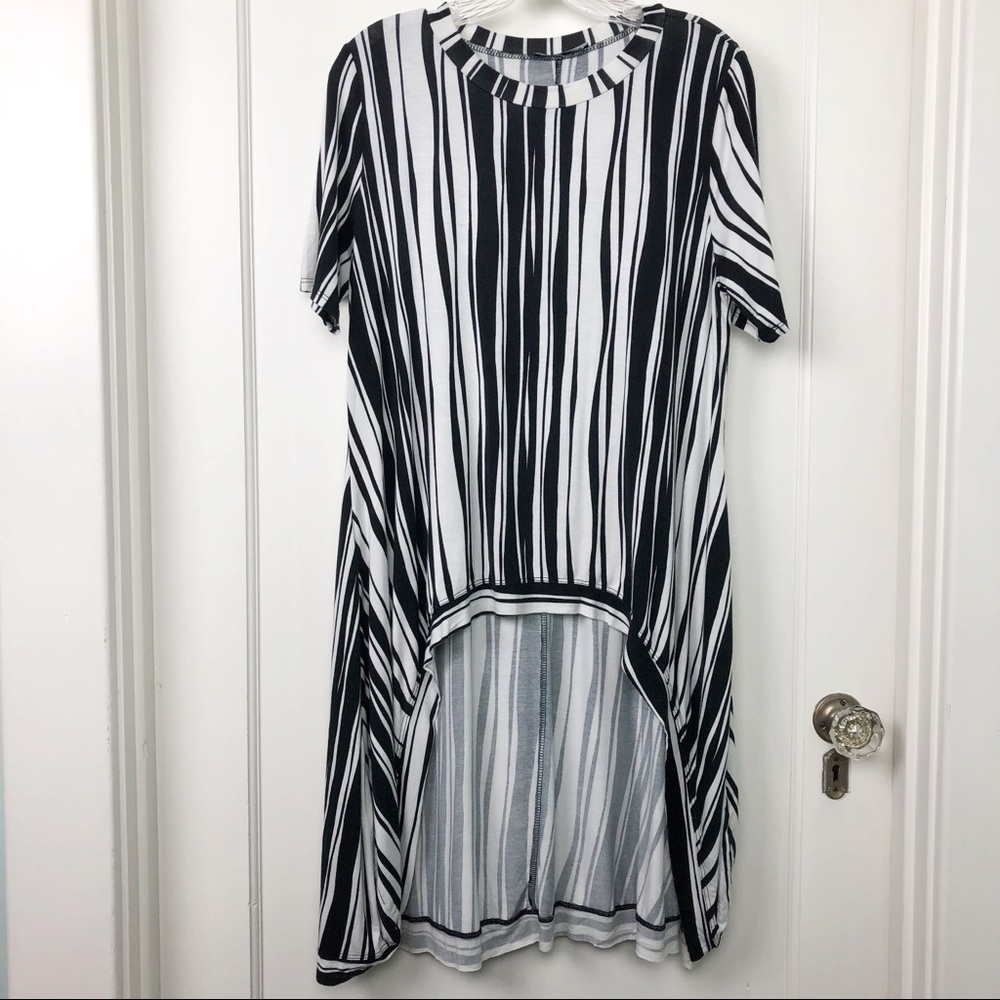 Annabelle Black & White Stripe Hi-Lo Tunic